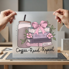 Coffee Read Repeat Cozy Floral Ready to Press DTF Transfer for Dtf