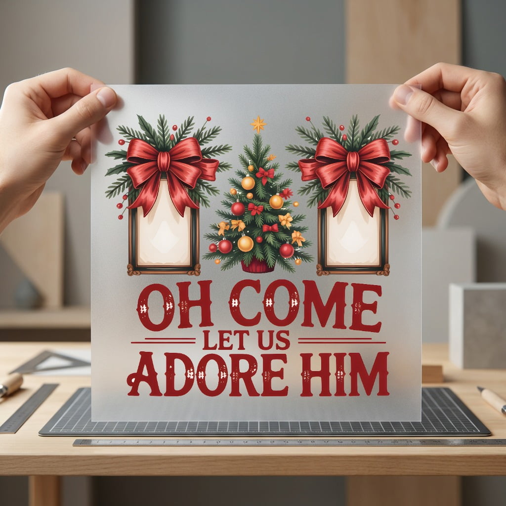 Come Let Adore Him Faith Christmas Ready to Press DTF Transfer for Dtf