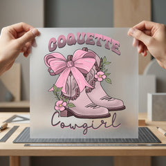 Coquette Cowgirl Boots Retro Usa Retro Ready to Press DTF Transfer for Dtf