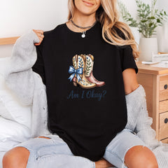 Country Boots Blue Bow Usa Boho Ready to Press DTF Transfer for Dtf