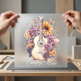 Country Music Guitar Floral Usa Vintage Ready to Press DTF Transfer for Dtf