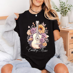 Country Music Guitar Floral Usa Vintage Ready to Press DTF Transfer for Dtf