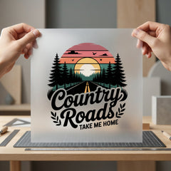 Country Roads Take Home Usa Vintage Ready to Press DTF Transfer for Dtf