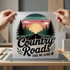 Country Roads Take Home Usa Vintage Ready to Press DTF Transfer for Dtf
