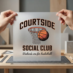 Courtside Social Club Basketball Vintage Retro Ready to Press DTF Transfer for Dtf