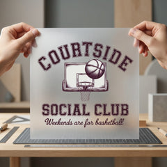 Courtside Social Club Basketball Vintage Retro Ready to Press DTF Transfer for Dtf