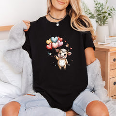 Cow Heart Balloons Kawaii Valentine Pet Ready to Press DTF Transfer for Dtf