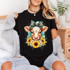 Cow Sunflowers Leopard Bow Usa Country Ready to Press DTF Transfer for Dtf
