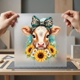 Cow Sunflowers Leopard Bow Usa Country Ready to Press DTF Transfer for Dtf