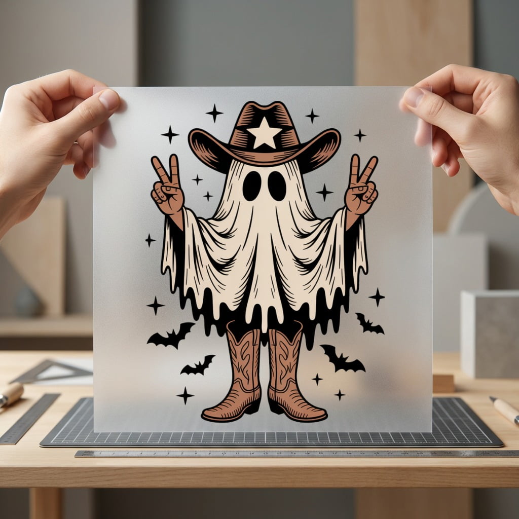 Cowboy Ghost Peace Sign Usa Halloween Ready to Press DTF Transfer for Dtf