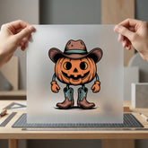 Cowboy Pumpkin Spooky Western Usa Halloween Ready to Press DTF Transfer for Dtf