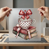 Cozy Bookstack Coffee Valentine Valentine Ready to Press DTF Transfer for Dtf