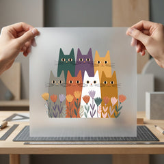 Cozy Cats Floral Garden Mom Dad Ready to Press DTF Transfer for Dtf