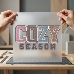 Cozy Season Knitted Style Autumn Vintage Ready to Press DTF Transfer for Dtf