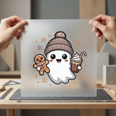 Cozy Winter Ghost Gingerbread Christmas Winter Ready to Press DTF Transfer for Dtf