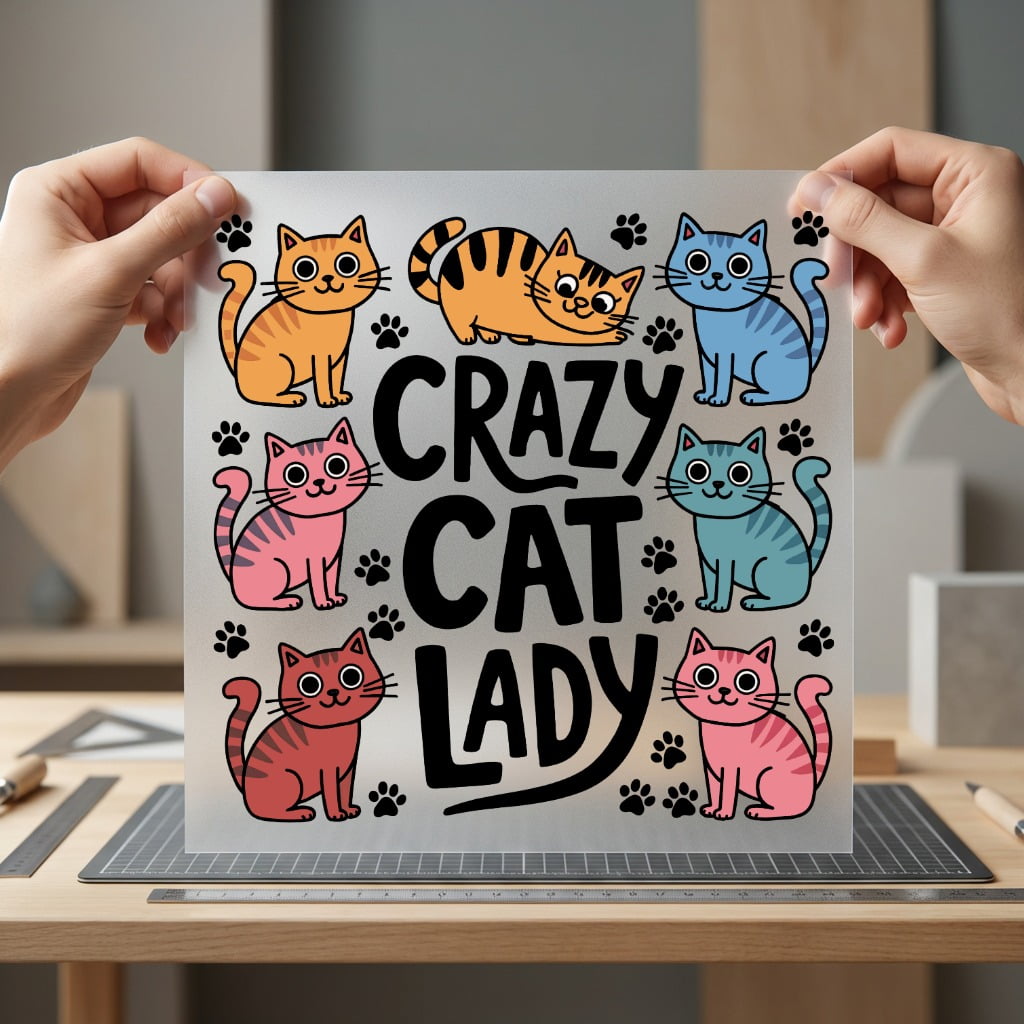 Crazy Cat Lady Retro Mom Dad Ready to Press DTF Transfer for Dtf