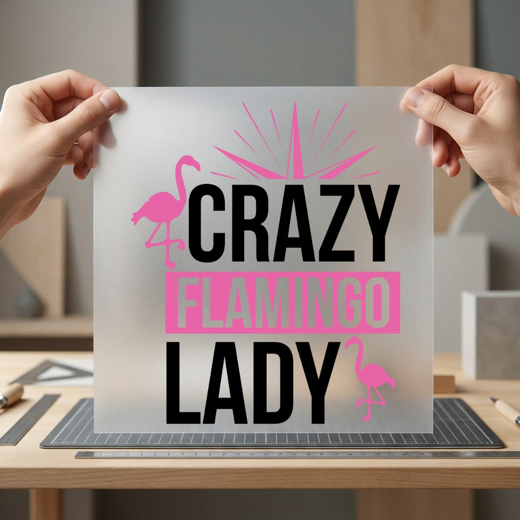 Crazy Flamingo Lady Fun Funny Pet Ready to Press DTF Transfer for Dtf