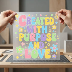 Created Purpose Love Retro Christian Faith Ready to Press DTF Transfer for Dtf
