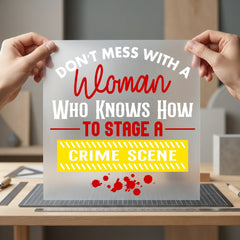 Crime Scene Woman Humorous Halloween Funny Ready to Press DTF Transfer for Dtf
