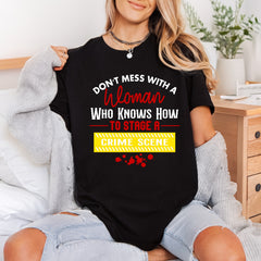 Crime Scene Woman Humorous Halloween Funny Ready to Press DTF Transfer for Dtf