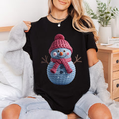 Crochet Snowman Cozy Winter Christmas Winter Ready to Press DTF Transfer for Dtf