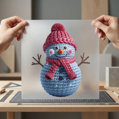 Crochet Snowman Cozy Winter Christmas Winter Ready to Press DTF Transfer for Dtf
