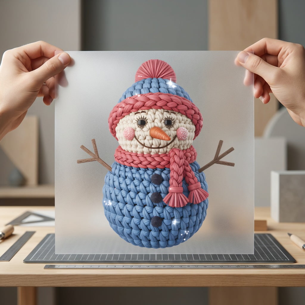 Crochet Snowman Winter Holiday Christmas Winter Ready to Press DTF Transfer for Dtf