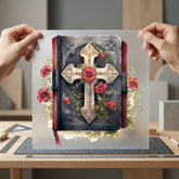 Cross Bible Floral Vintage Faith Bible Ready to Press DTF Transfer for Dtf