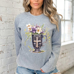 Cross in Chalice | Abundant Grace Sweatshirt - Luckets.com