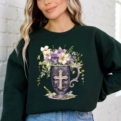 Cross in Chalice | Abundant Grace Sweatshirt - Luckets.com