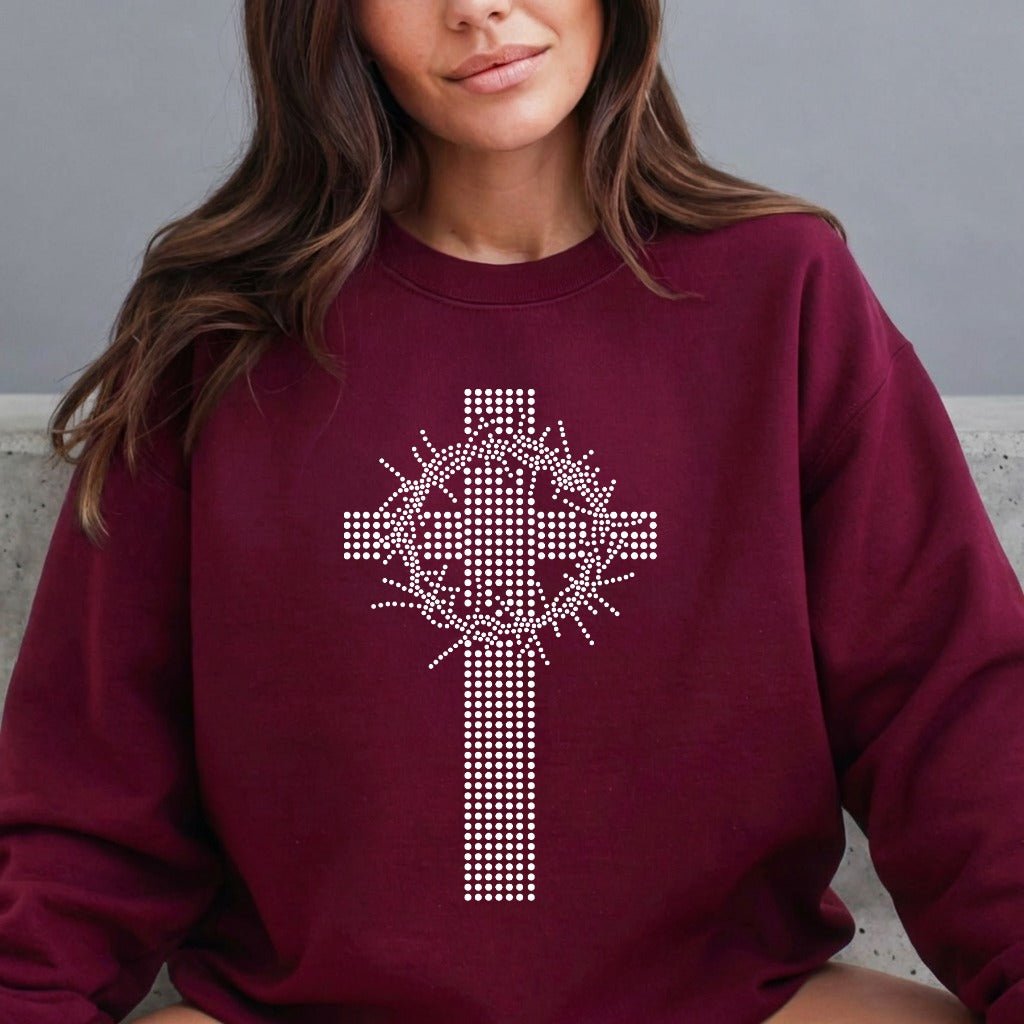 Crown of Thorns Cross | Sacred & Humble Sweatshirt - Luckets.com