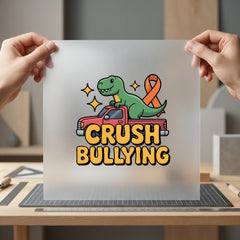 Crush Bullying Dinosaur Anti-bully Funny Ready to Press DTF Transfer for Dtf