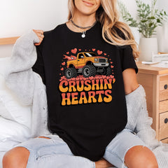 Crushin Hearts Monster Truck Valentine Funny Ready to Press DTF Transfer for Dtf