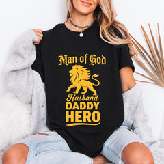 Man of God Husband Lion | Christian Fatherhood Tee