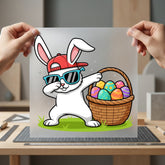 Dabbing Easter Bunny Basket Easter Funny Ready to Press DTF Transfer for Dtf