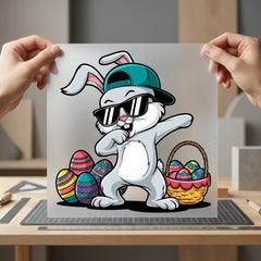 Dabbing Easter Bunny Hip Easter Spring Ready to Press DTF Transfer for Dtf