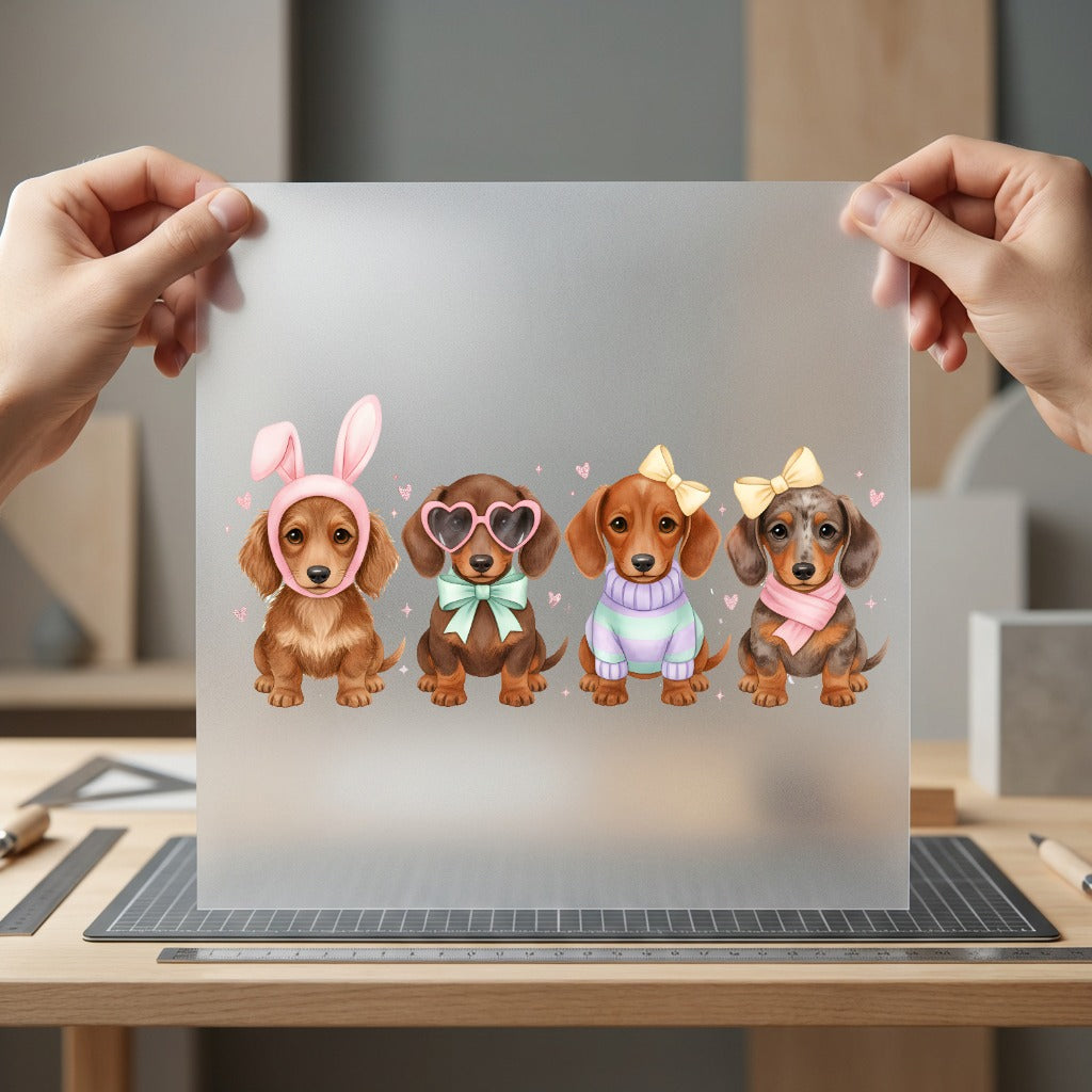 Dachshunds Accessories Adorable Puppy Mom Dad Ready to Press DTF Transfer for Dtf