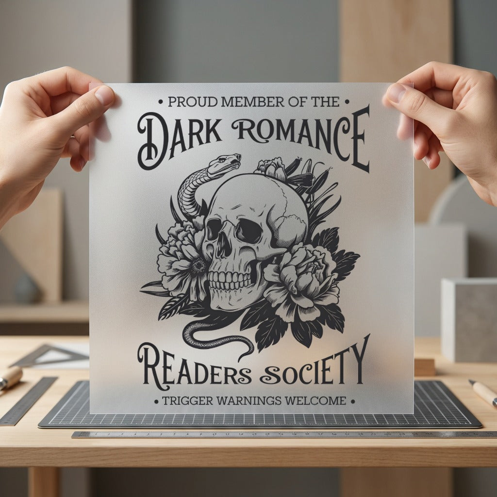 Dark Romance Readers Society Floral Skull Ready to Press DTF Transfer for Dtf