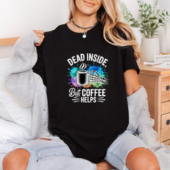 Dead Inside But Coffee Halloween Funny Ready to Press DTF Transfer for Dtf