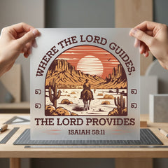 Desert Cowboy Scripture Western Faith Bible Ready to Press DTF Transfer for Dtf