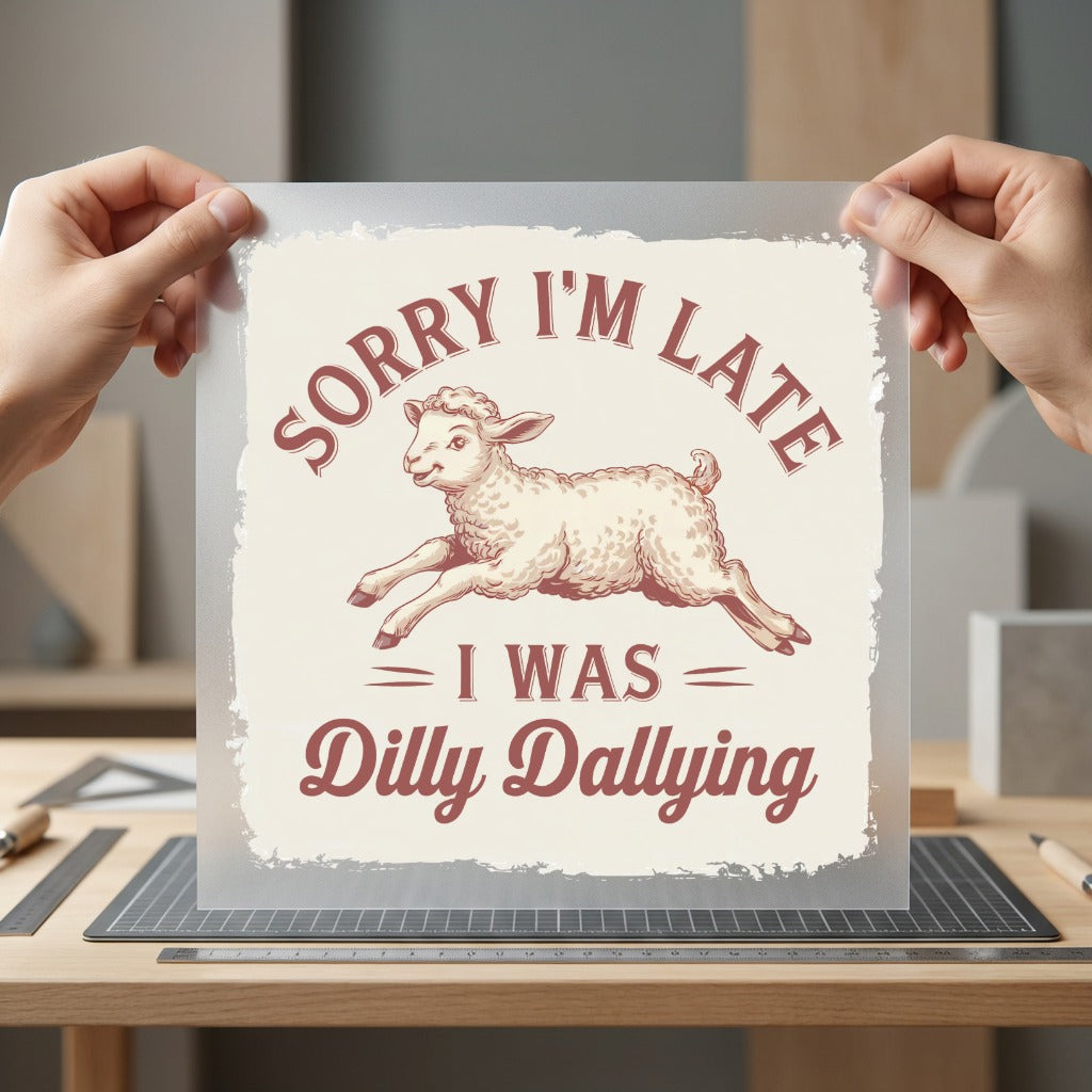 Dilly Dallying Lamb Funny Funny Sarcastic Ready to Press DTF Transfer for Dtf