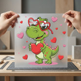 Dino Hearts Kawaii Diy Valentine Ready to Press DTF Transfer for Dtf