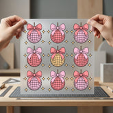 Disco Ball Bows Retro Retro Aesthetic Ready to Press DTF Transfer for Dtf