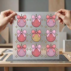Disco Ball Bows Retro Retro Aesthetic Ready to Press DTF Transfer for Dtf