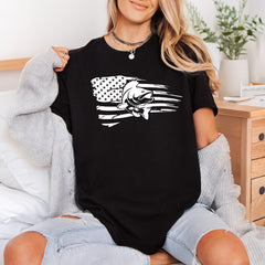 Distressed American Flag Bass Patriotic Usa Ready to Press DTF Transfer for Dtf