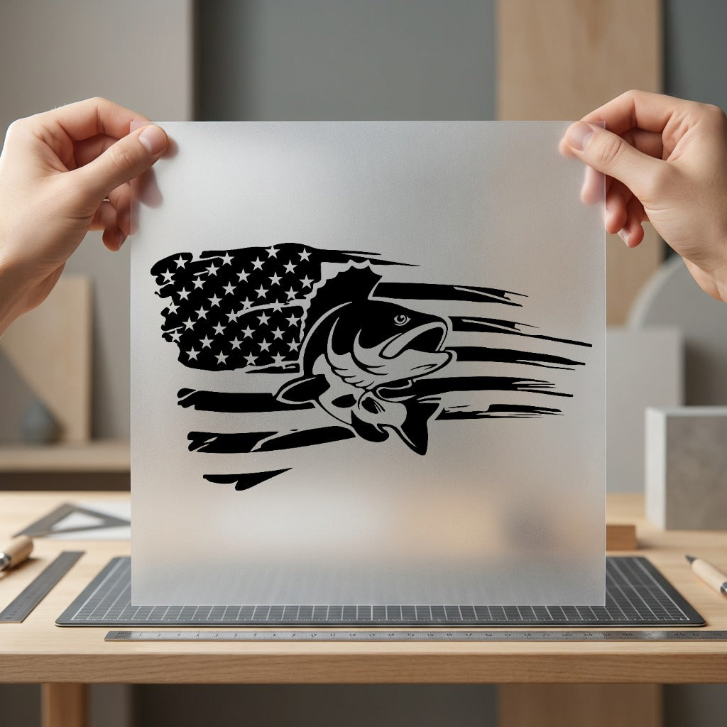 Distressed American Flag Bass Patriotic Usa Ready to Press DTF Transfer for Dtf