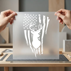 Distressed American Flag Deer Patriotic Usa Ready to Press DTF Transfer for Dtf