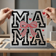 Distressed Mama Bow Retro Valentine Mom Ready to Press DTF Transfer for Dtf
