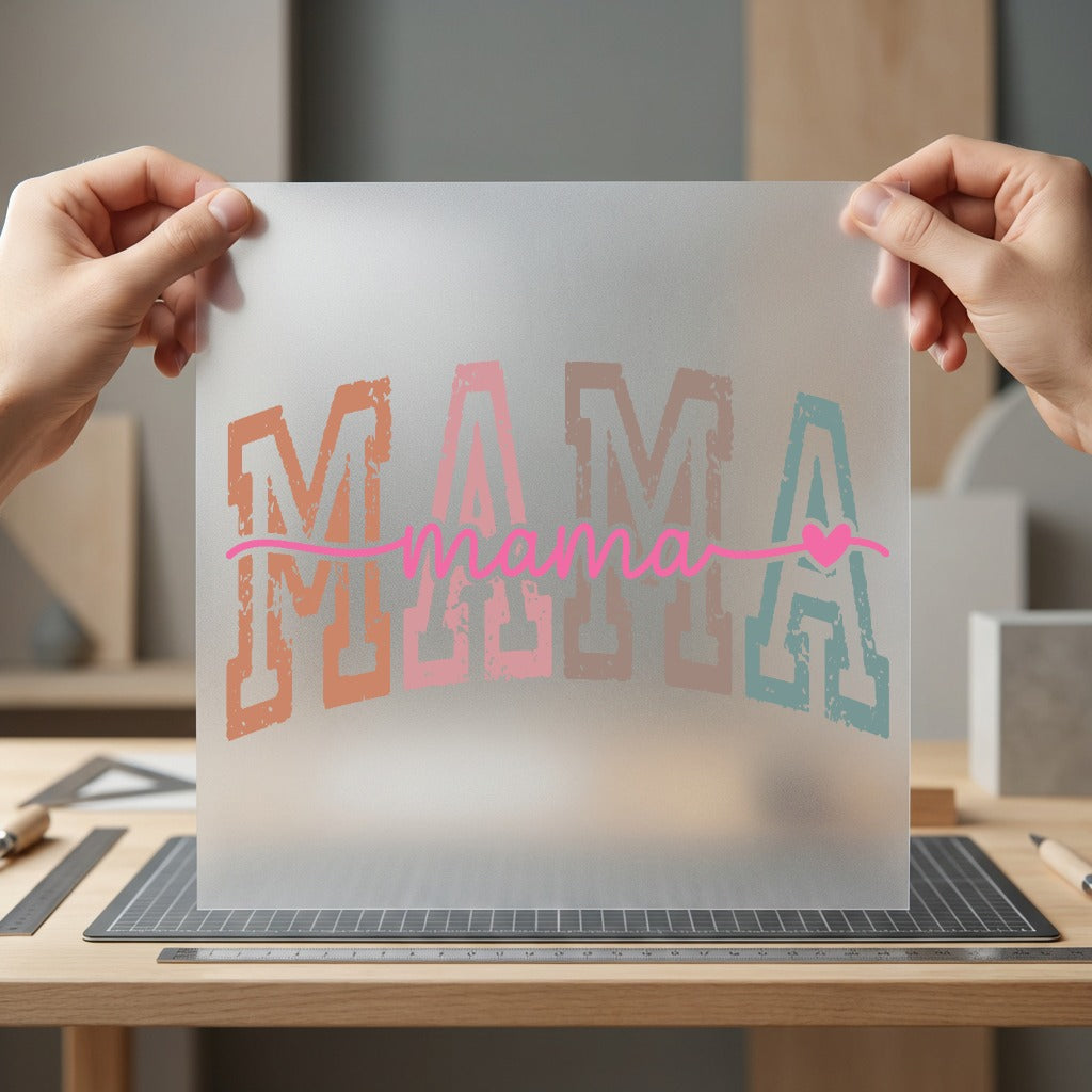 Distressed Mama Heart Retro Mom Vintage Ready to Press DTF Transfer for Dtf