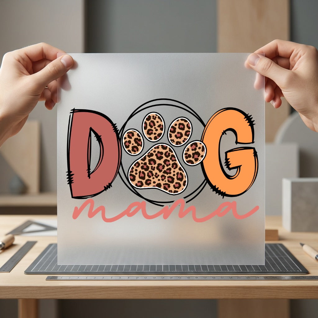 Dog Mama Leopard Paw Mom Dad Ready to Press DTF Transfer for Dtf